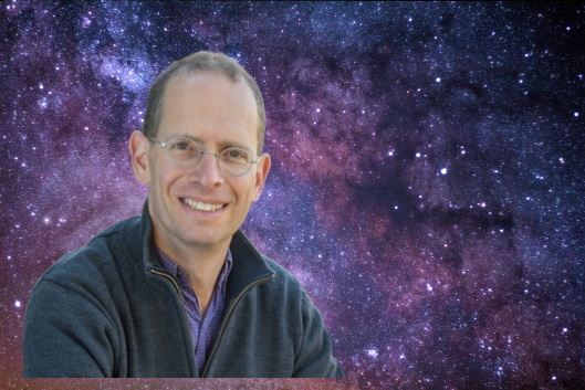 Starry Sky with photo of Professor James Lowenthal